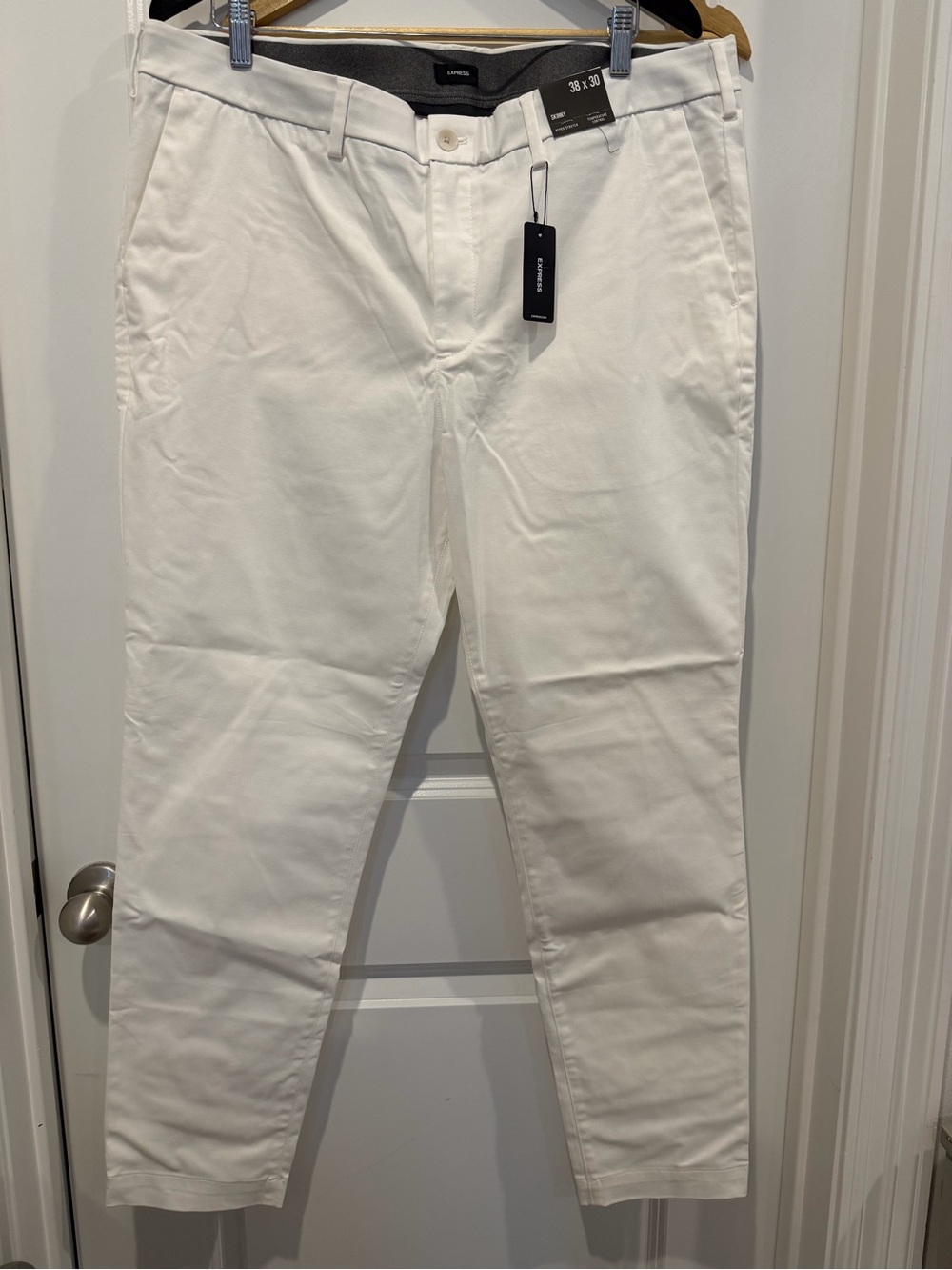 Express Men's White Skinny Fit Chino Pants